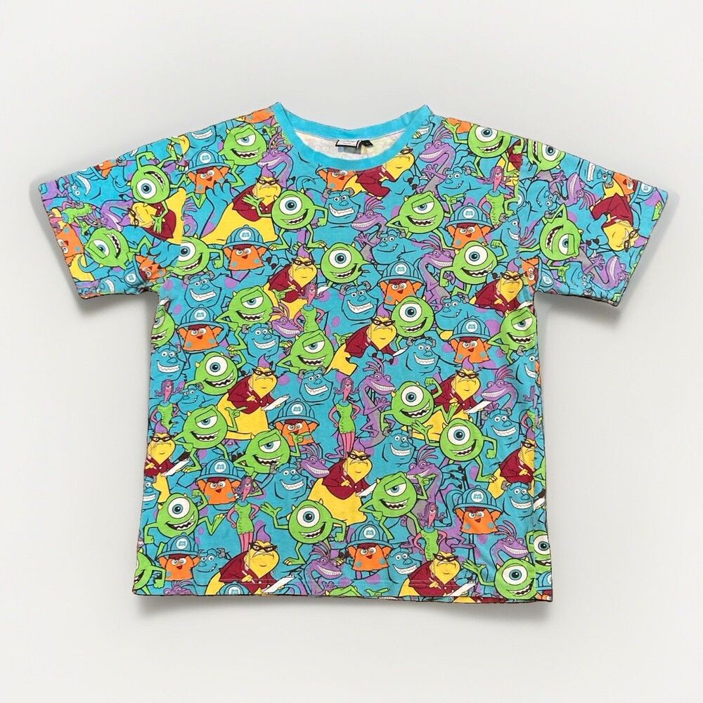 Cakeworthy Monsters Inc AOP Pixar Unisex Large Short Sleeve Shirt Sz Large